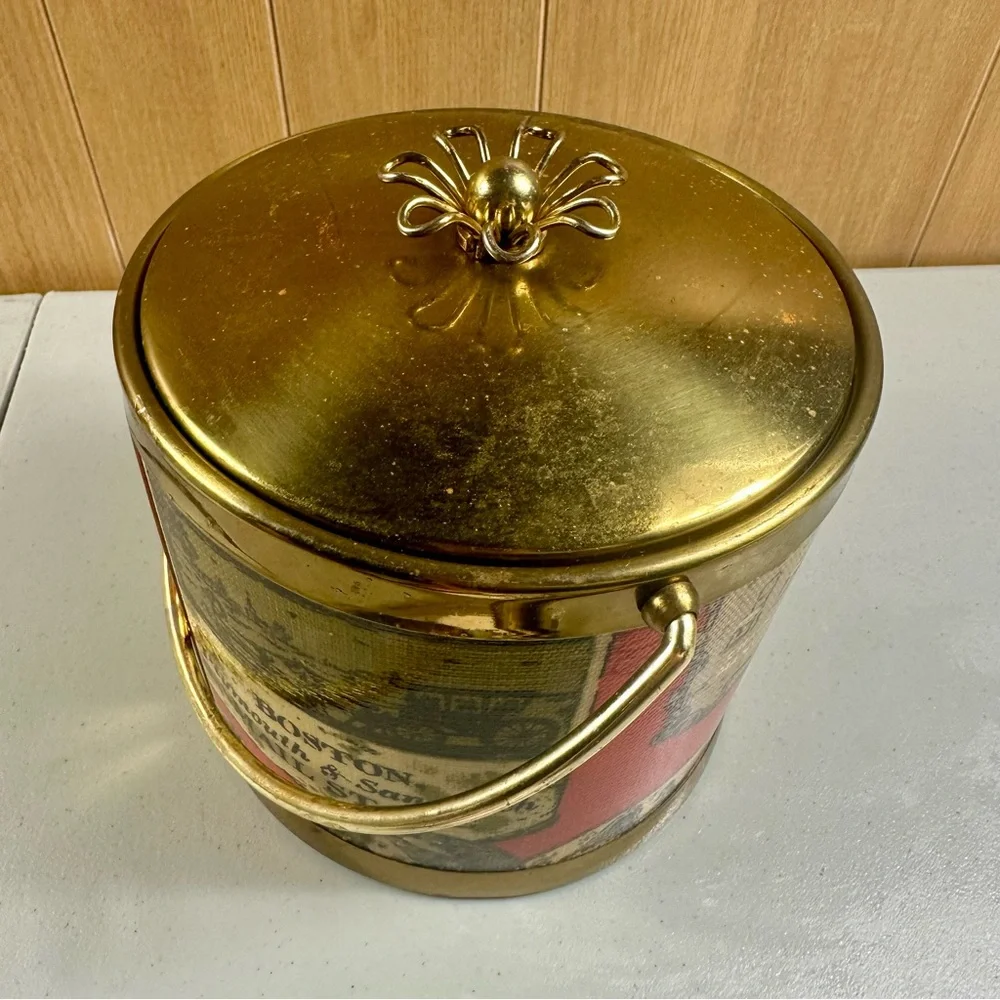Vintage Ice Bucket Serv-Master Creations Advertising Mid Century Modern Red